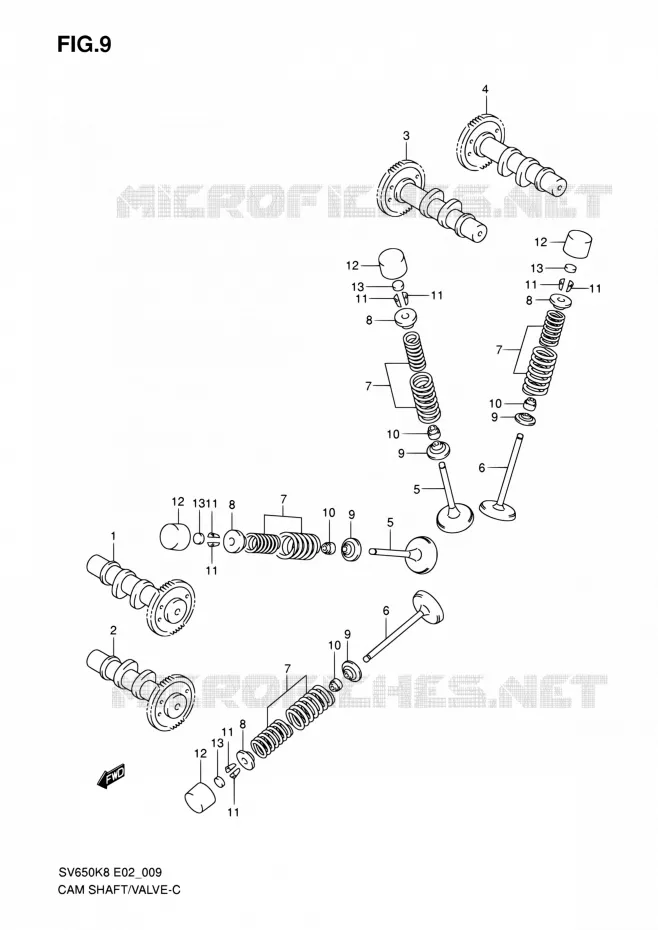 CAMSHAFT - VALVES Suzuki MOTO 650 SV 2010  SV650SL0(E24)