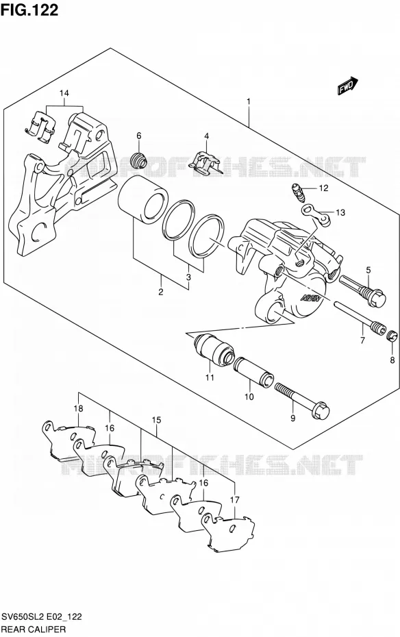 REAR CALIPER (SV650SL2 E02) Suzuki MOTO 650 SV 2012  SV650SL2(E24)
