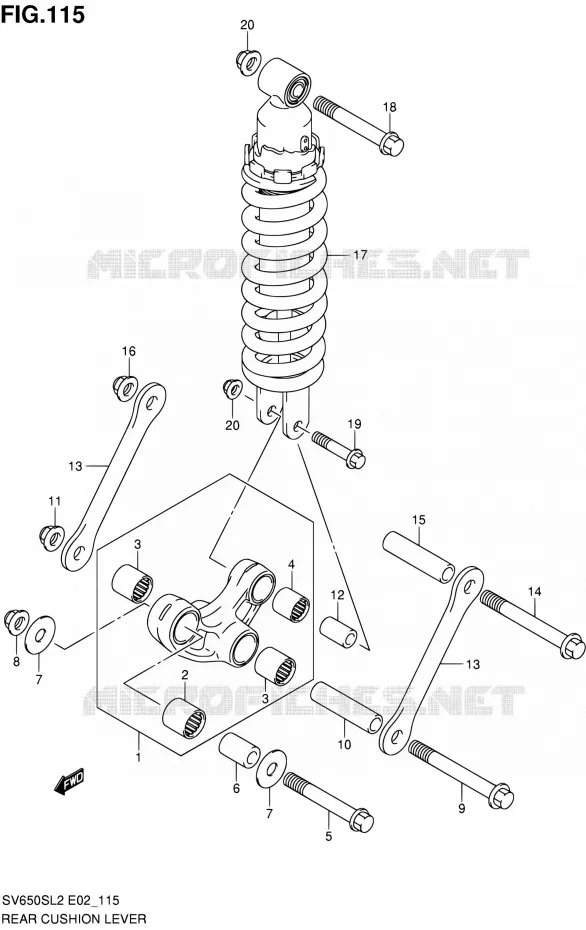 SHOCK ABSORBER LINKAGE (SV650SL2 E24) Suzuki MOTO 650 SV 2012  SV650SL2(E24)