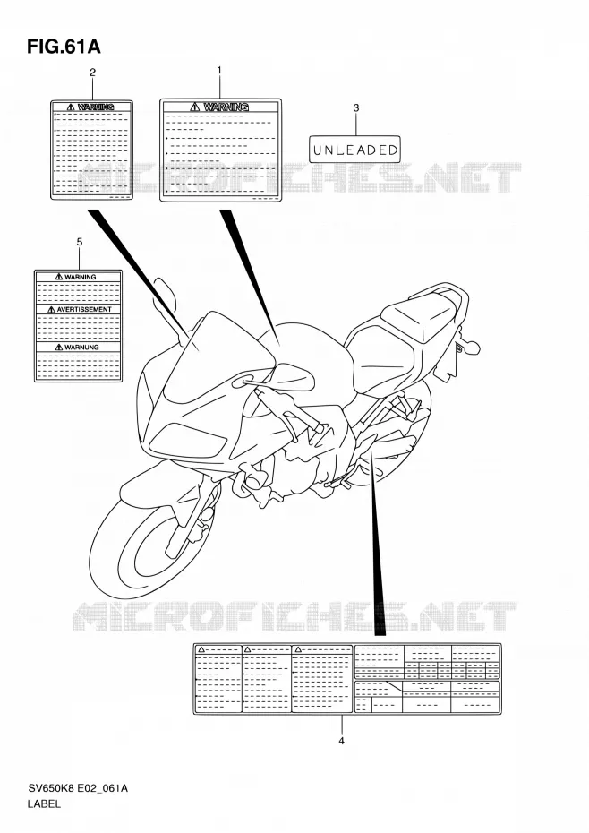 LABEL (MODEL L0) Suzuki MOTO 650 SV 2010  SV650SAL0(E24)