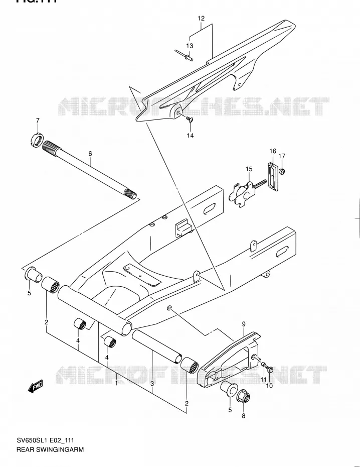 REAR SWINGARM (SV650SL1 E24) Suzuki MOTO 650 SV 2011  SV650SAL1(E24)