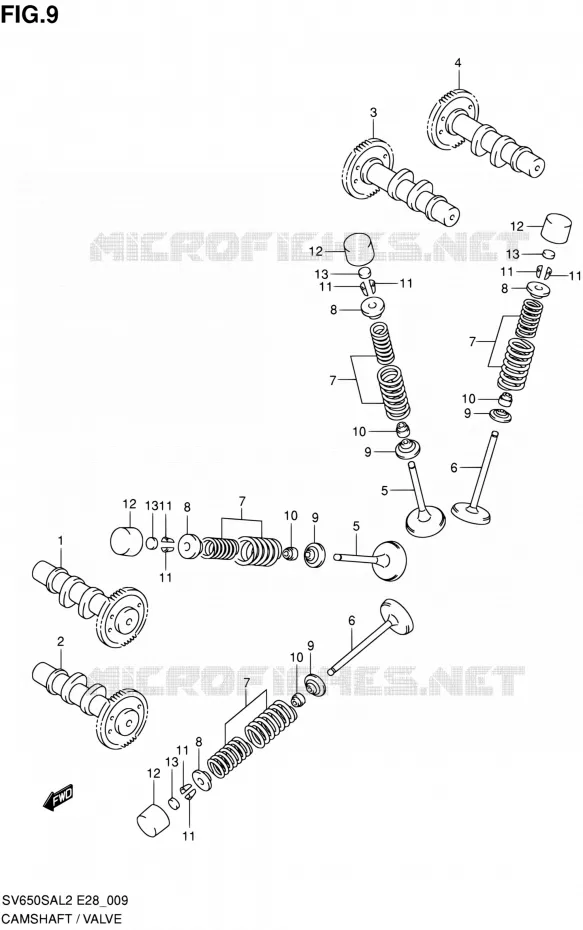 CAMSHAFT - VALVES Suzuki MOTO 650 SV-S 2012  SV650SA L2 (E03,E28,E33)