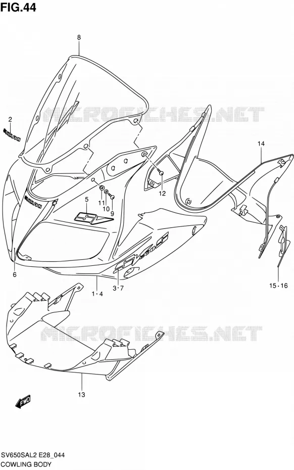 FAIRING Suzuki MOTO 650 SV-S 2012  SV650SA L2 (E03,E28,E33)