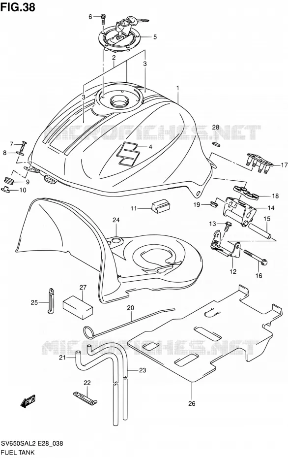 FUEL TANK Suzuki MOTO 650 SV-S 2012  SV650SA L2 (E03,E28,E33)