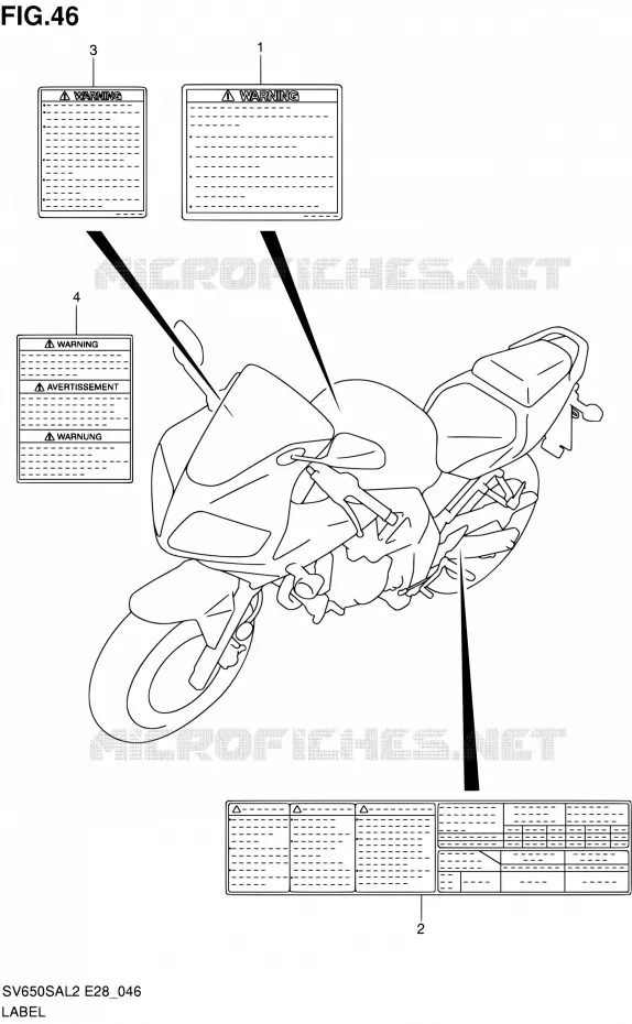 LABEL Suzuki MOTO 650 SV-S 2012  SV650SA L2 (E03,E28,E33)