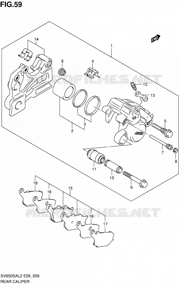 REAR CALIPER Suzuki MOTO 650 SV-S 2012  SV650SA L2 (E03,E28,E33)