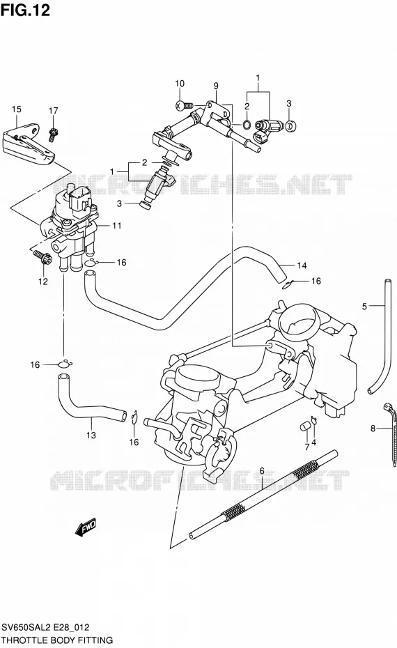 THROTTLE BODY FITTING Suzuki MOTO 650 SV-S 2012  SV650SA L2 (E03,E28,E33)