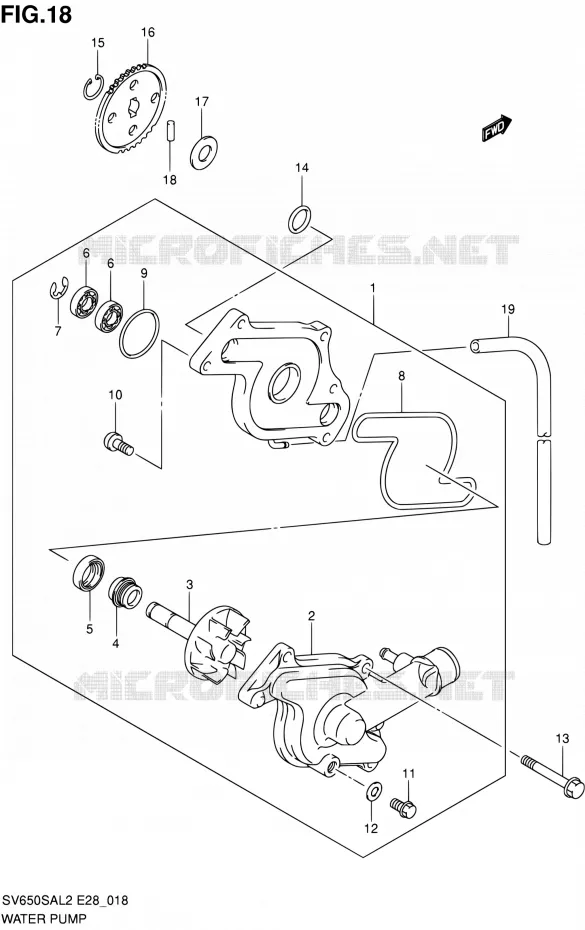 WATER PUMP Suzuki MOTO 650 SV-S 2012  SV650SA L2 (E03,E28,E33)