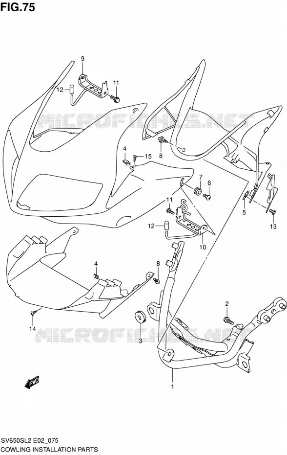 FAIRING INSTALLATION PARTS Suzuki MOTO 650 SV 2012  SV650SAL2(E24)