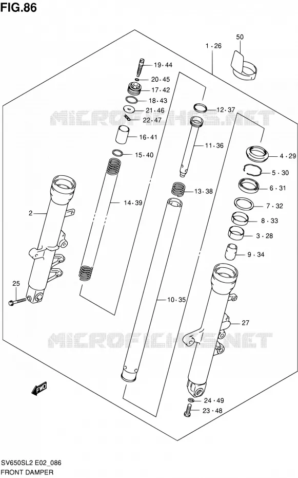 FRONT FORK (SV650SL2 E24) Suzuki MOTO 650 SV 2012  SV650SAL2(E24)