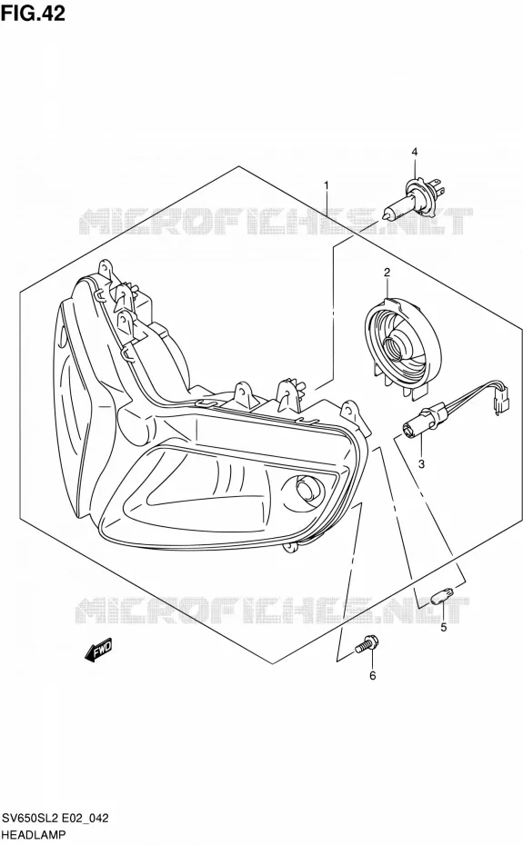 HEAD LAMP (SV650SL2 E02) Suzuki MOTO 650 SV 2012  SV650SAL2(E24)
