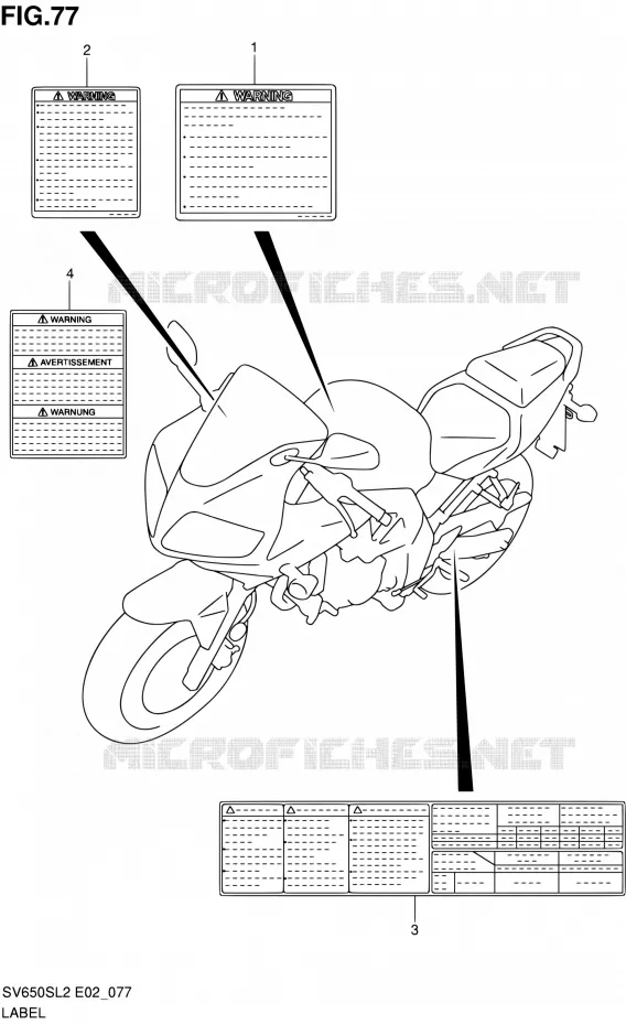 LABEL (SV650SL2 E24) Suzuki MOTO 650 SV 2012  SV650SAL2(E24)