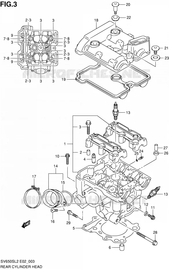 REAR CYLINDER HEAD Suzuki MOTO 650 SV 2012  SV650SAL2(E24)