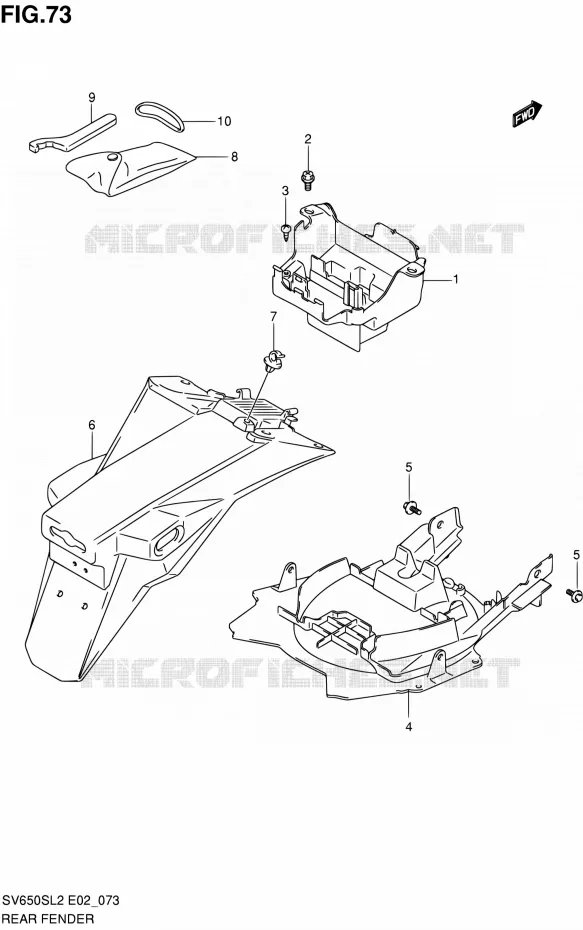 REAR FEDNER (SV650SAL2 E24) Suzuki MOTO 650 SV 2012  SV650SAL2(E24)