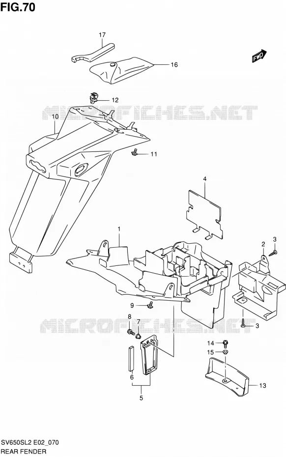 REAR FEDNER (SV650SL2 E02) Suzuki MOTO 650 SV 2012  SV650SAL2(E24)