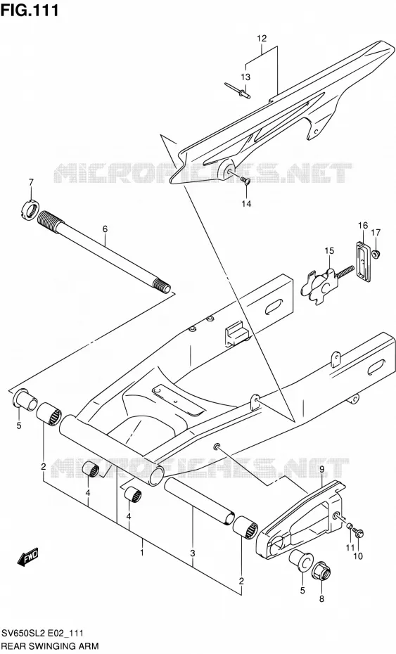 REAR SWINGARM (SV650SL2 E24) Suzuki MOTO 650 SV 2012  SV650SAL2(E24)