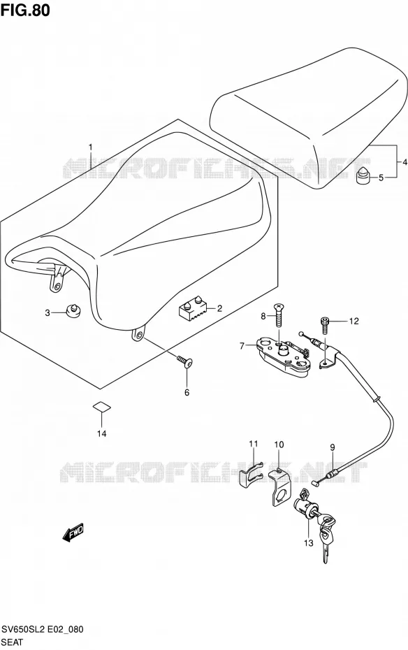 SEAT (SV650SL2 E02) Suzuki MOTO 650 SV 2012  SV650SAL2(E24)