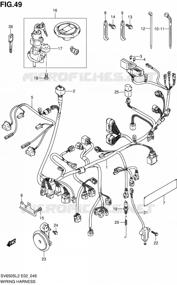 WIRING HARNESS (SV650SL2 E24) Suzuki MOTO 650 SV 2012  SV650SAL2(E24)