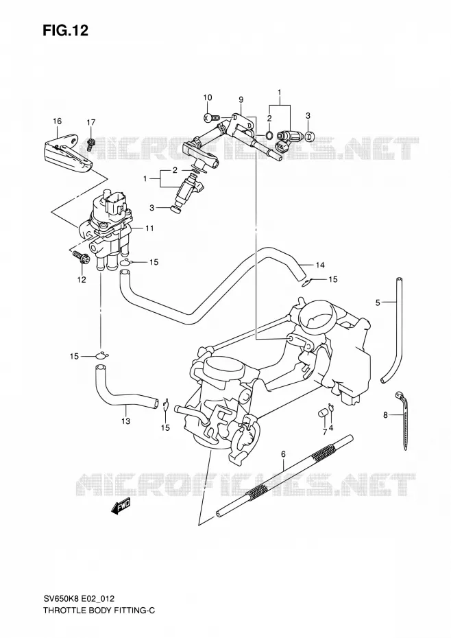 THROTTLE BODY FITTING Suzuki MOTO 650 SV 2008  SV650SUK8(E19)