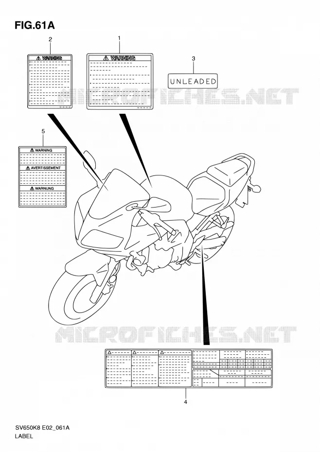 LABEL (MODEL L0) Suzuki MOTO 650 SV 2010  SV650SUL0(E19)