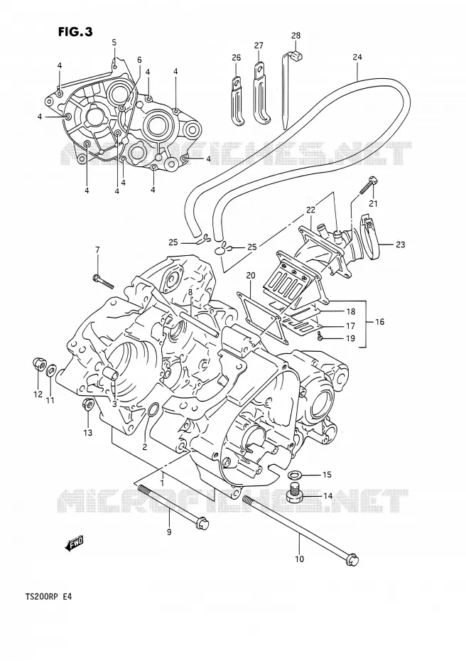 CRACKCASE COVER Suzuki MOTO 200 TS-R 1991  TS200R M (E02,E04,E24)