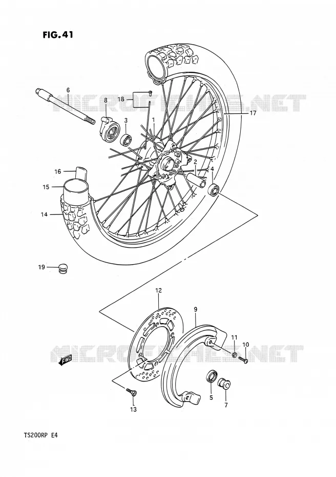 FR. WHEEL (E24) Suzuki MOTO 200 TS-R 1991  TS200R M (E02,E04,E24)