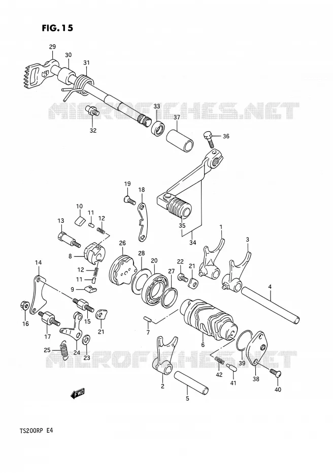 GEAR SHIFTING ASSY Suzuki MOTO 200 TS-R 1991  TS200R M (E02,E04,E24)