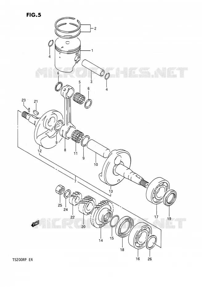 CRANKSHAFT Suzuki MOTO 200 TS-R 1992  TS200R N (E02,E04,E24)