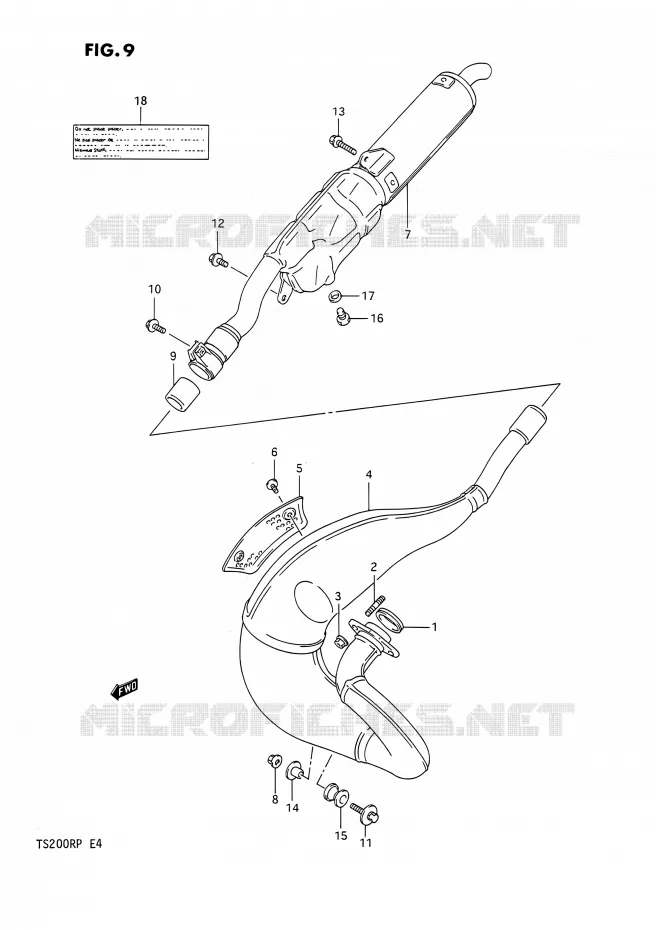 MUFFLER Suzuki MOTO 200 TS-R 1992  TS200R N (E02,E04,E24)