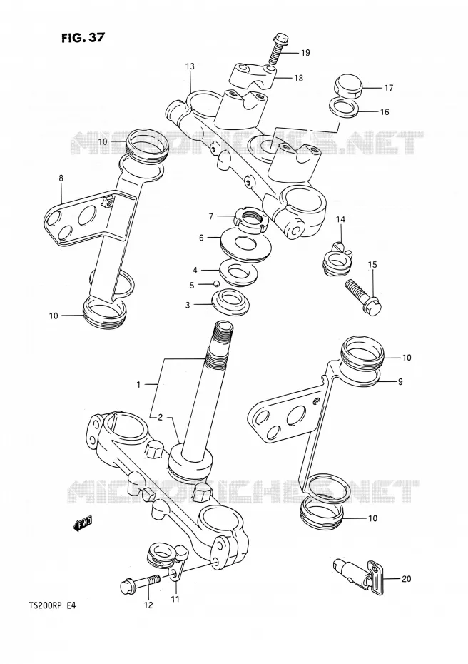 STEERING COLUMN (E24) Suzuki MOTO 200 TS-R 1992  TS200R N (E02,E04,E24)
