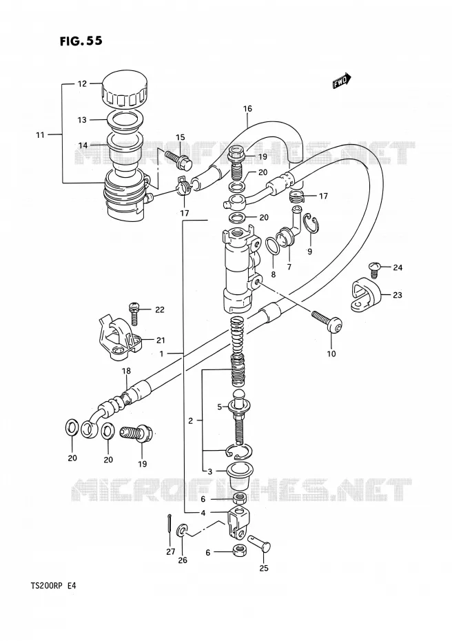 REAR BRAKE MASTER CYLINDER Suzuki MOTO 200 TS-R 1993  TS200R P (E04,E24)