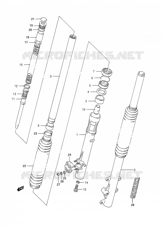 FRONT FORK Suzuki MOTO 200 TS-R 1991  TS200R M (E03,E28,E33)