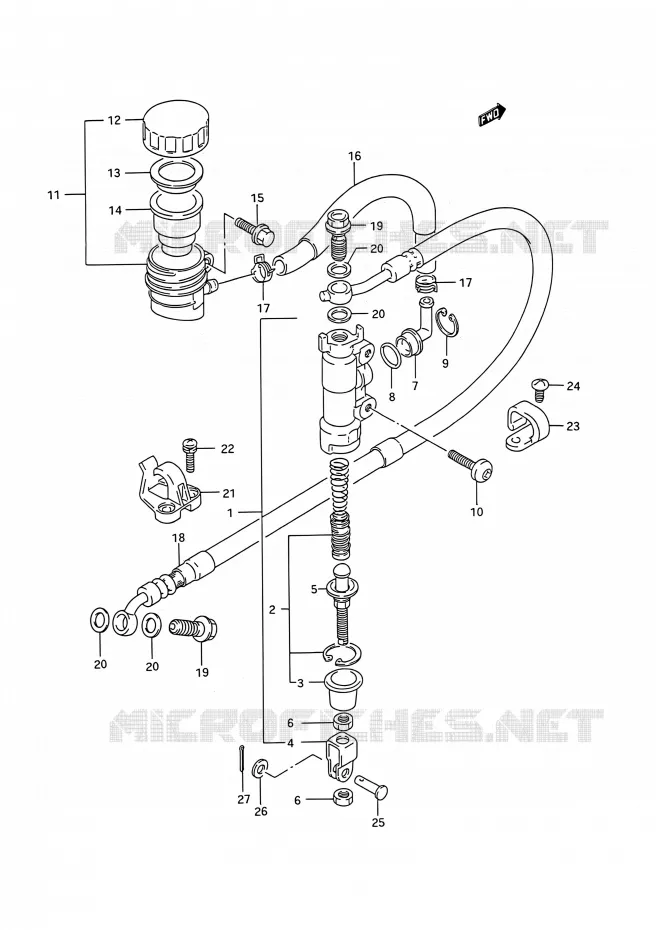 REAR BRAKE MASTER CYLINDER Suzuki MOTO 200 TS-R 1991  TS200R M (E03,E28,E33)