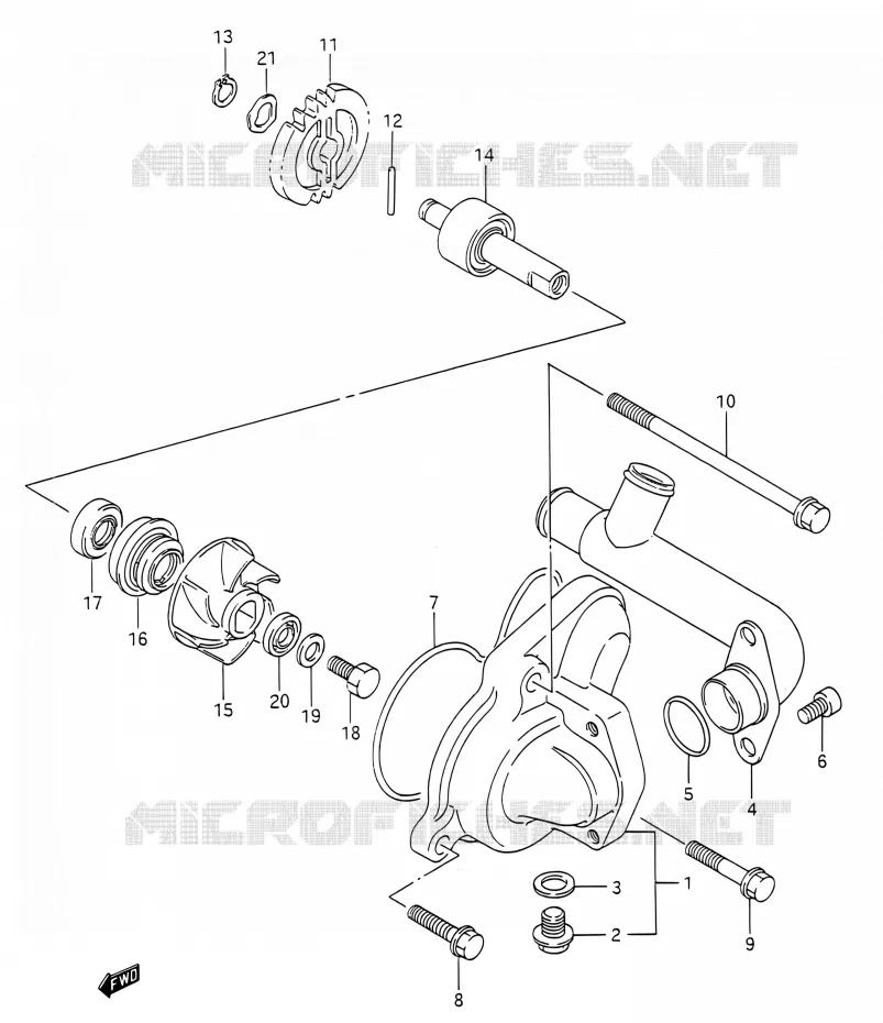 WATER PUMP Suzuki MOTO 200 TS-R 1991  TS200R M (E03,E28,E33)