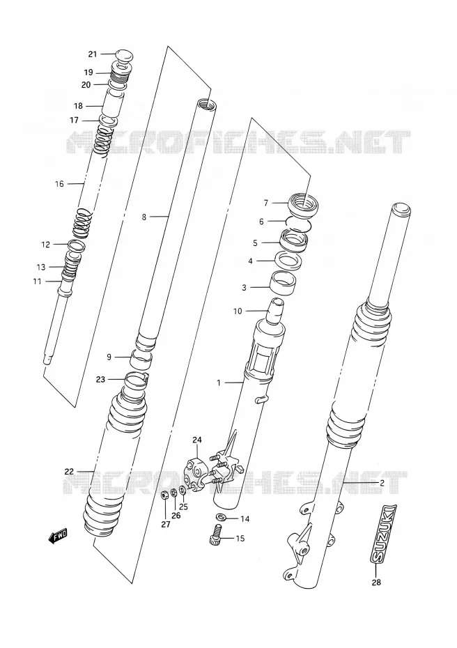 FRONT FORK Suzuki MOTO 200 TS-R 1992  TS200R N (E03,E28,E33)