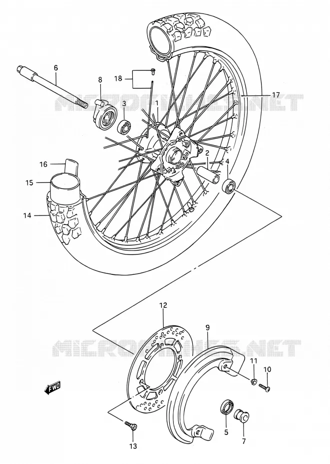 FRONT WHEEL Suzuki MOTO 200 TS-R 1992  TS200R N (E03,E28,E33)