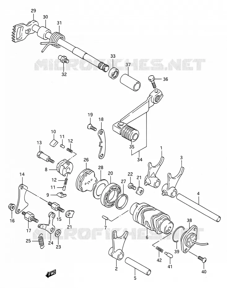 GEAR SHIFTING ASSY Suzuki MOTO 200 TS-R 1992  TS200R N (E03,E28,E33)