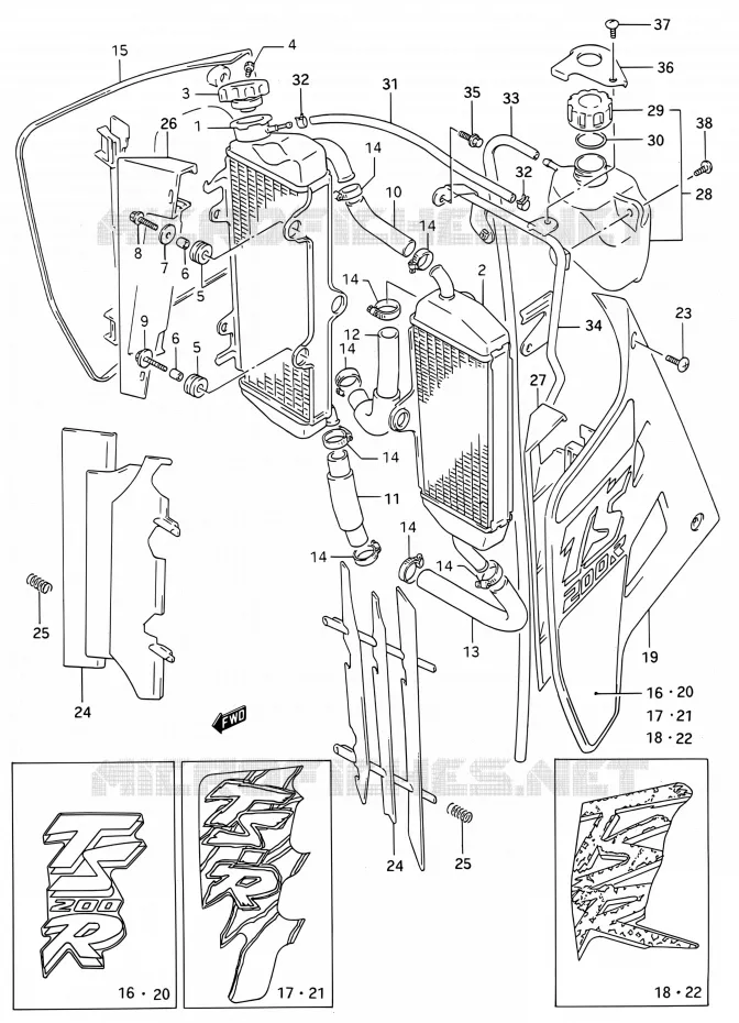 RADIATOR Suzuki MOTO 200 TS-R 1992  TS200R N (E03,E28,E33)
