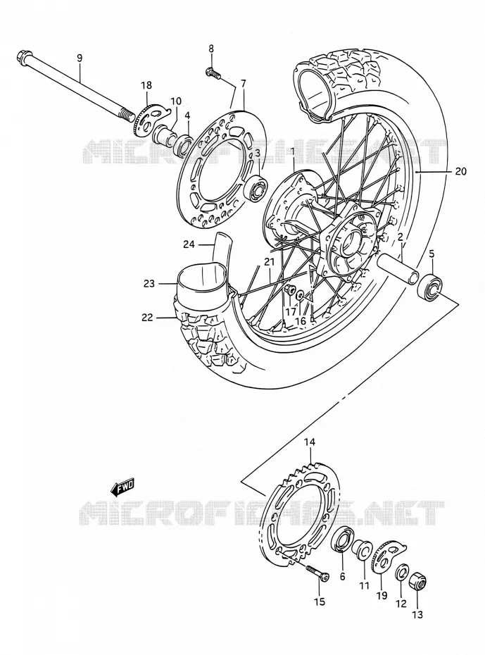 REAR WHEEL Suzuki MOTO 200 TS-R 1992  TS200R N (E03,E28,E33)