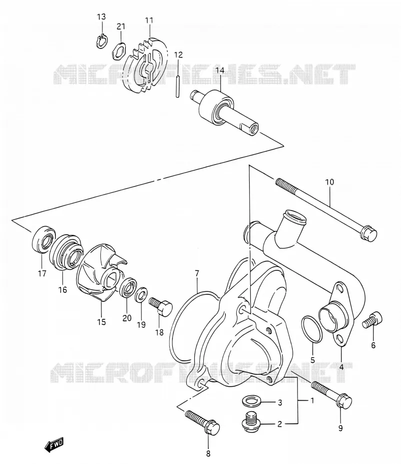 WATER PUMP Suzuki MOTO 200 TS-R 1992  TS200R N (E03,E28,E33)