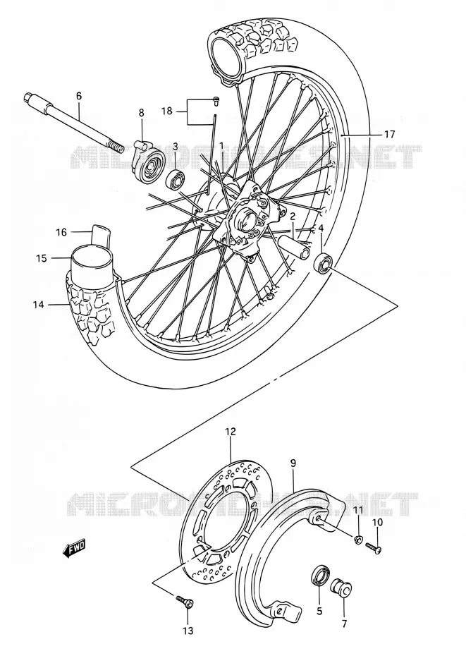 FRONT WHEEL Suzuki MOTO 200 TS-R 1993  TS200R P (E03,E28,E33)