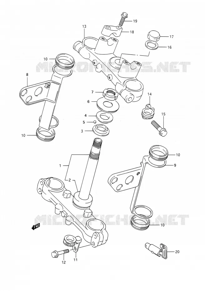 STEERING COLUMN Suzuki MOTO 200 TS-R 1993  TS200R P (E03,E28,E33)