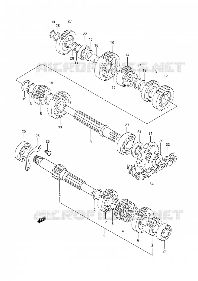 TRANSMISSION Suzuki MOTO 200 TS-R 1993  TS200R P (E03,E28,E33)