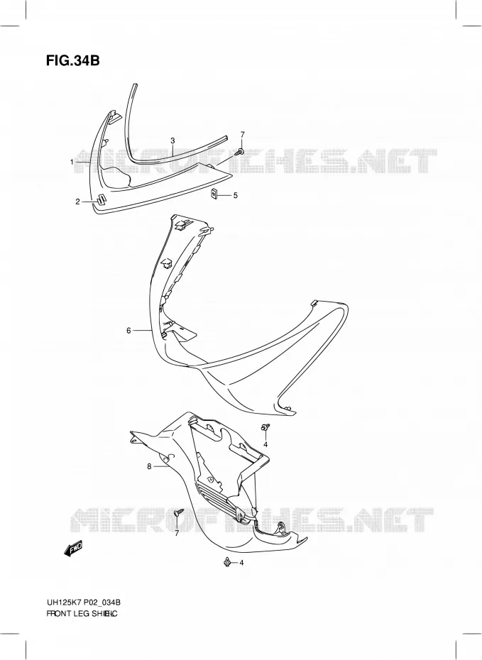 FROM LEG SHIELD (MODEL K9) Suzuki SCOOTER 125 BURGMAN 2009  UH125K9(E19)