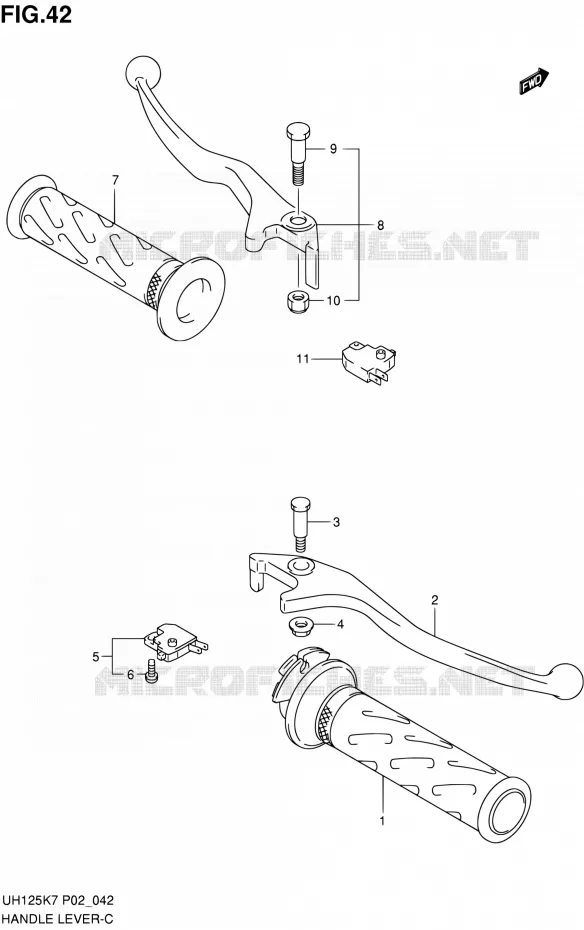 HANDGRIPS - LEVERS  Suzuki SCOOTER 125 BURGMAN 2009  UH125K9(E19)