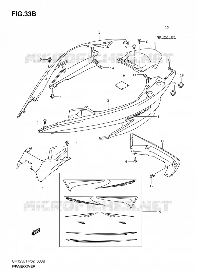 FAIRING (MODEL RACING P19) Suzuki SCOOTER 125 BURGMAN 2011  UH125L1(P19)