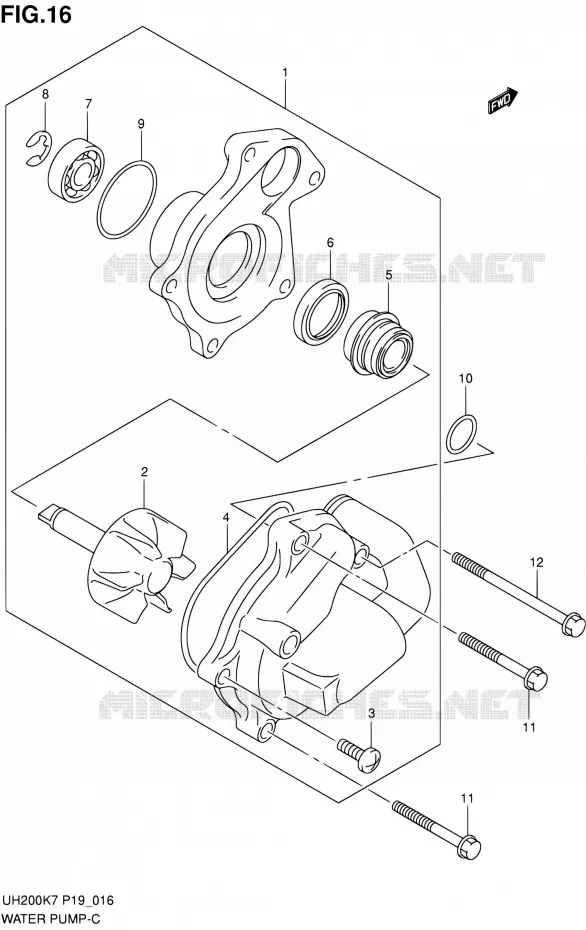 WATER PUMP Suzuki SCOOTER 200 BURGMAN 2008  UH200K8(E02)