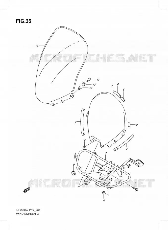 WINDSCREEN Suzuki SCOOTER 200 BURGMAN 2008  UH200K8(E02)