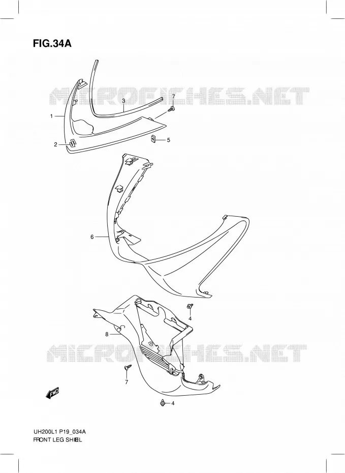 FROM LEG SHIELD (MODEL EXECUTIVE P19) Suzuki SCOOTER 200 BURGMAN 2011  UH200L1(P02)