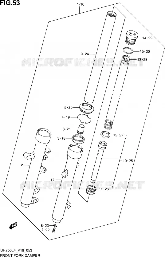 FRONT FORK (UH200AL4 P19) Suzuki SCOOTER 200 BURGMAN 2014  UH200 L4 (P19)